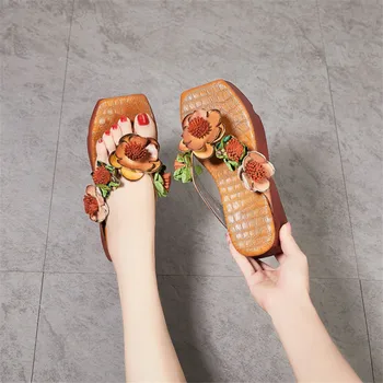 

New casual women's sandals summer leather platform square head women's shoes comfortable soft and breathable wild single shoes