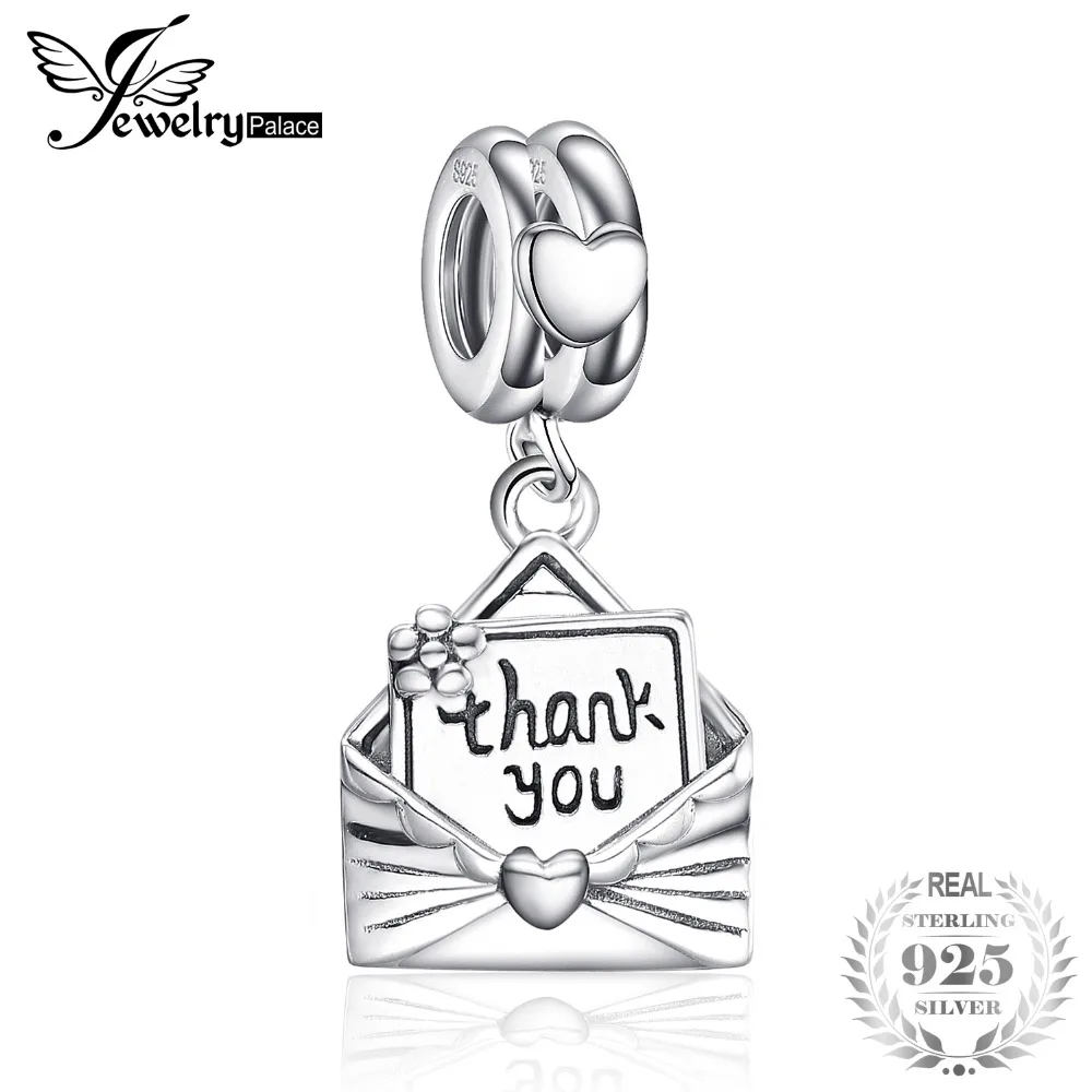 JewelryPalace 925 пробы Серебряная роза конверт спасибо письмо Шарм Бусины Fit Браслеты