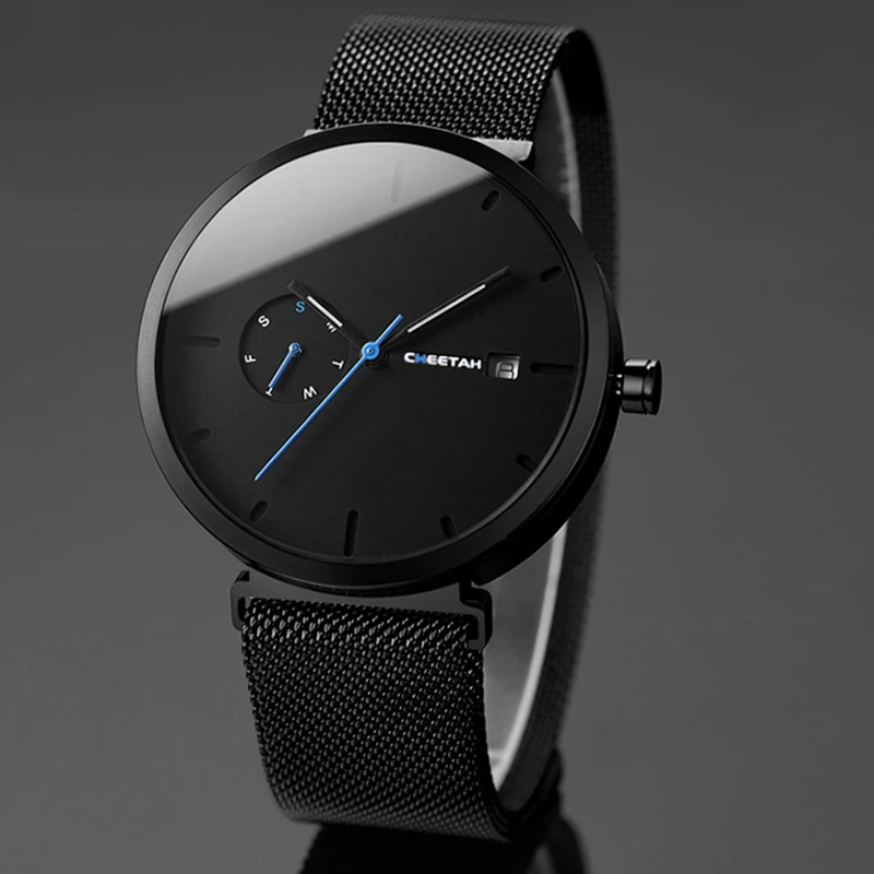 

Men's Watches Fashion Mesh Steel Quartz Watch Men Week Date Clock Male Sport Military Wristwatches Relogio Masculino