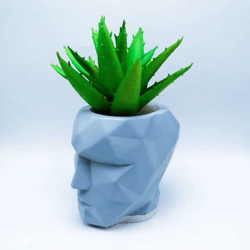 Большой 3D абстрактный череп ваза силиконовая форма diy женский макияж ручка держатель бетон гипс плесень украшение интерьера инструменты