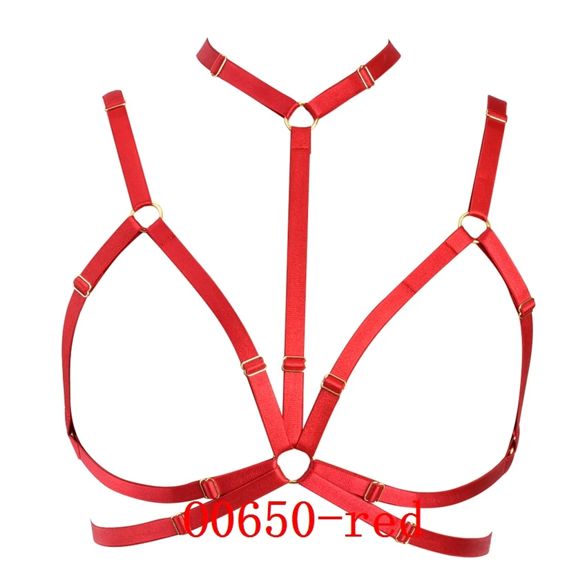 O0650red Красные бюстгальтеры для женщин, мягкие топы на бретельках, выдалбливают бюстгальтер размера плюс, панк, готический танец, Рейв, эластичная регулировка, Сексуальное белье - Цвет: O0650red