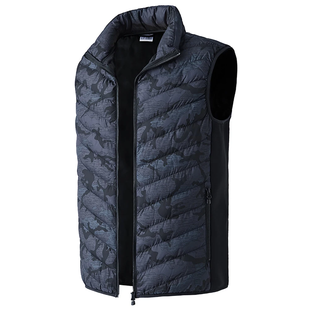 Мужская зимняя камуфляжная нагревательная жилетка, Электрический жилет с USB, углеродное волокно, теплое моющееся термостат, хлопковая теплая куртка - Цвет: Темно-серый