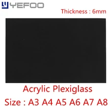 6mm Black Plastic Acrylic Plexiglass Perspex Sheet PMMA Plast A3 A4 A5 A6 A7 A8 Size 1mm 2mm 3mm 4mm 5mm 6mm 7mm 8mm 148mm*210mm
