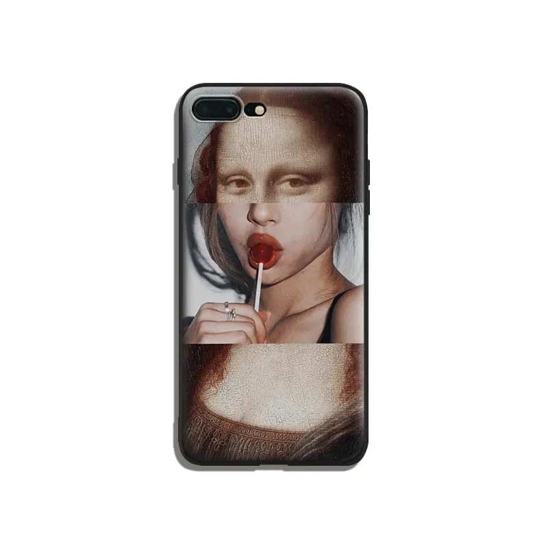 Mona Lisa забавные имитирующие мягкие силиконовые чехлы из ТПУ для телефона Apple iPhone 5 5S 6 6S 6 7 8 Plus X xr xs max 11 pro max