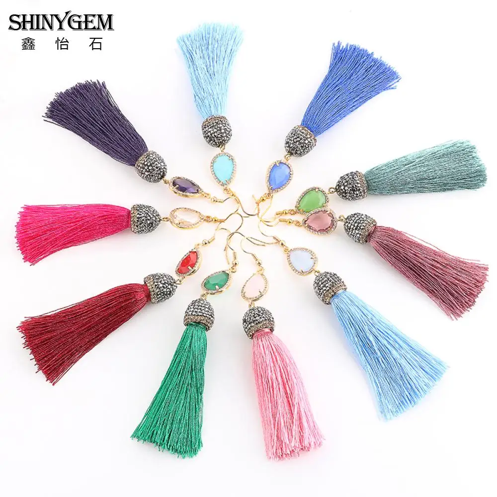 

ShinyGem Handmade Tassel Earrings Gold/Silver Color Bohemian Crystal Drop Dangle Earrings Boho Statement Earrings For Women 2019