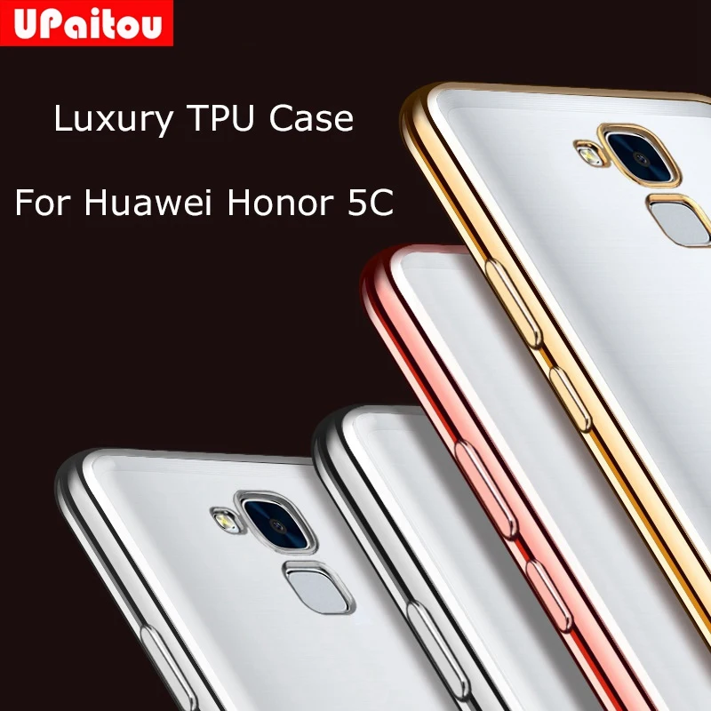 

UPaitou Gold Plating Luxury Crystasl Transparent Soft TPU Case for Huawei Honor 8X Max Soft Silicon Back Cover Case