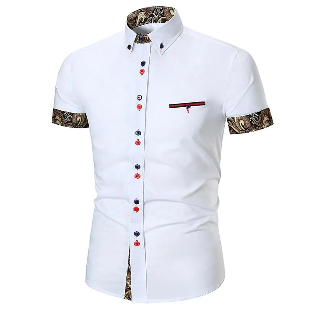 Men's Short Sleeve Summer Shirts Big Size Xxl Black Embroidered Design ...