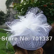 Белый вуалет, танцы, гонки, свадьбы, вечерние костюм с головным убором цветок H111