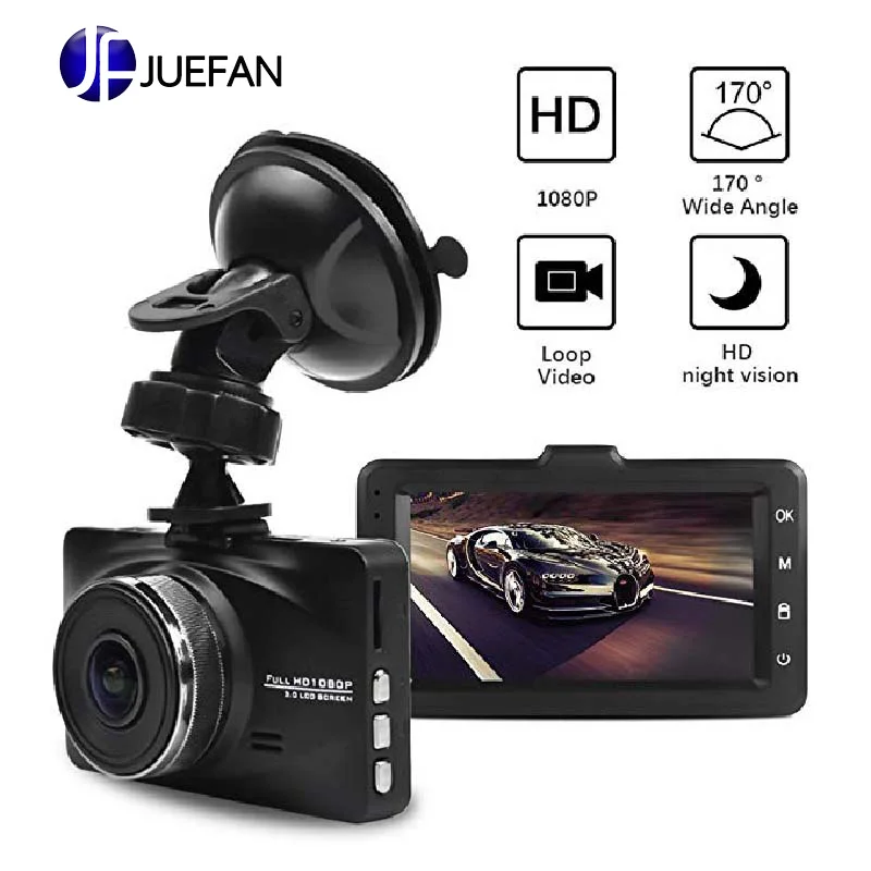 Автомобильный видеорегистратор JUEFAN 1080 P 170 градусов супер широкоугольные камеры 3