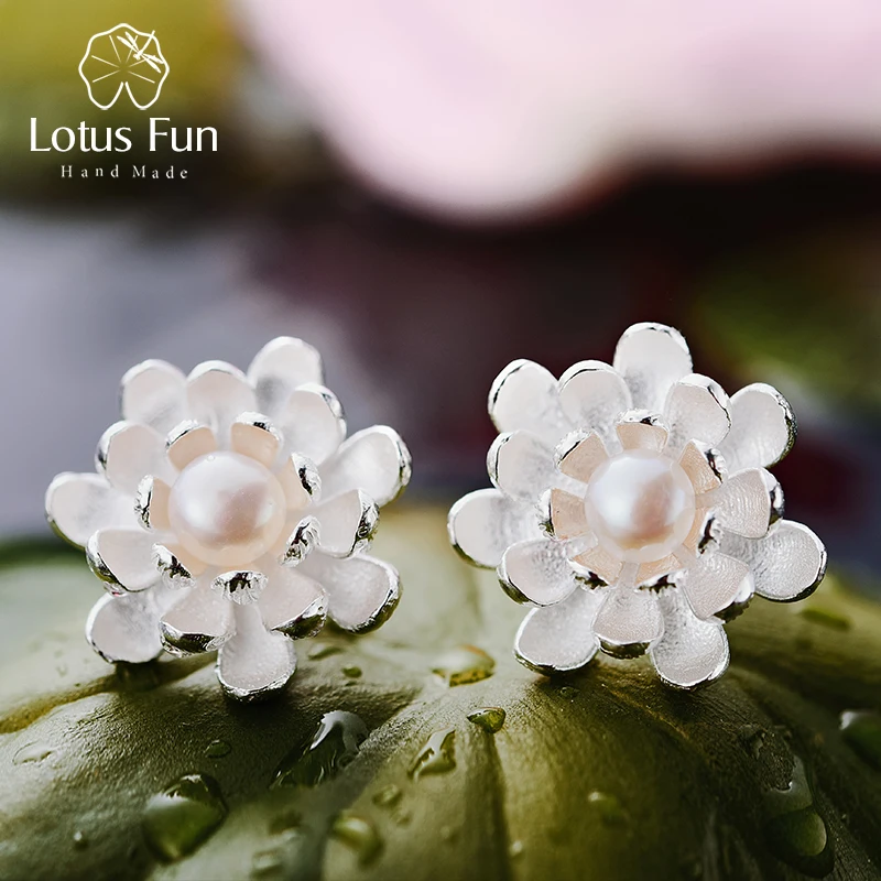 Lotus Fun реальные стерлингового серебра 925 натуральный жемчуг творческий ручной Fine