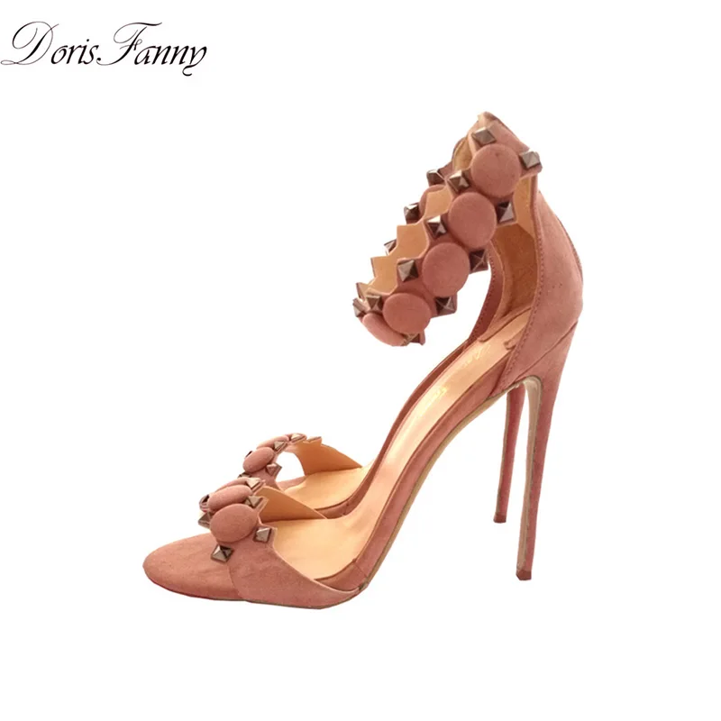 DorisFanny-suede-leather-Fashion-Shoes-Women-Sandals-Summer-Open-Toe-Ankle-Strap-sexy-High-Heels-Pink