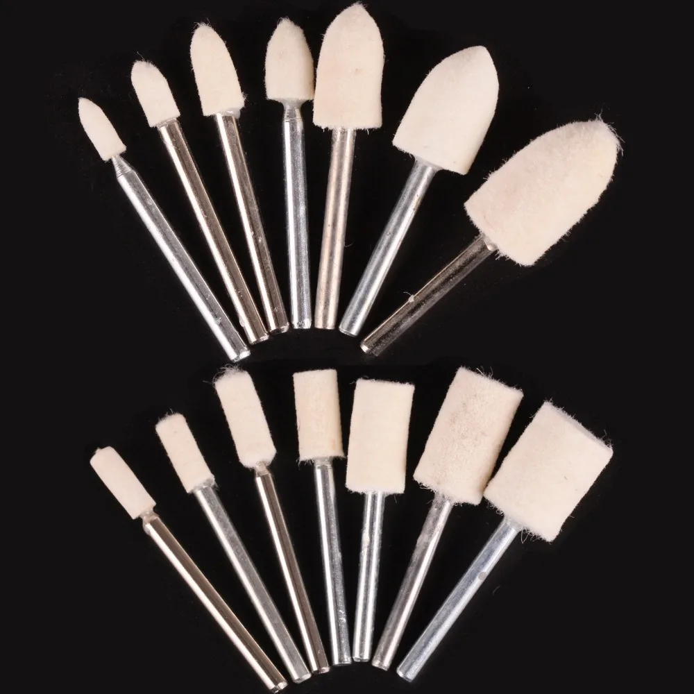 ZFE 10Pcs 3mm Shank Felt Polish buff burrs abrasive tools felt bobs for