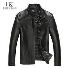 Роскошная хлопковая кожаная куртка для мужчин из натуральной овчины, новинка, Dusen Klein, брендовый тонкий дизайнерский стиль, кожаная куртка черного цвета, DK108