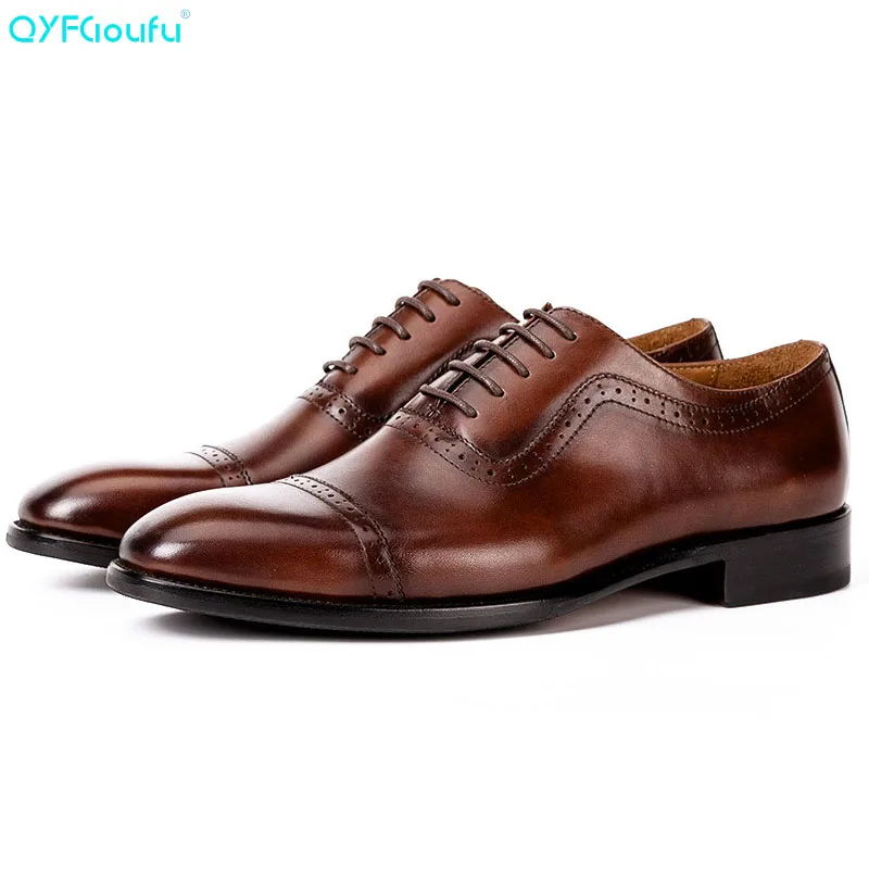 

2019 New fashion Spring Oxford Dress Shoes For Men Cow Skin Genuine Leather formal shoes men Wedding Office party shoe