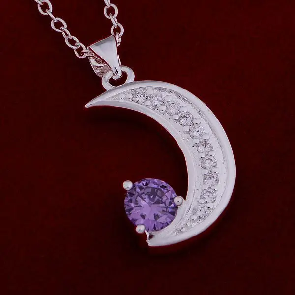 

moon wholesale Wedding gift Nice silver jewelry chains necklace pendant WN-1007