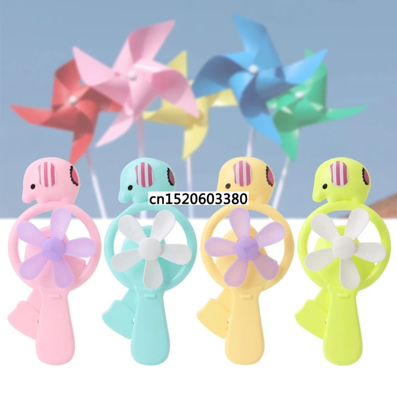 

Free_on Portable Kids Toys Mini Manual Hand Fan Handheld No Battery Operated for Cooling