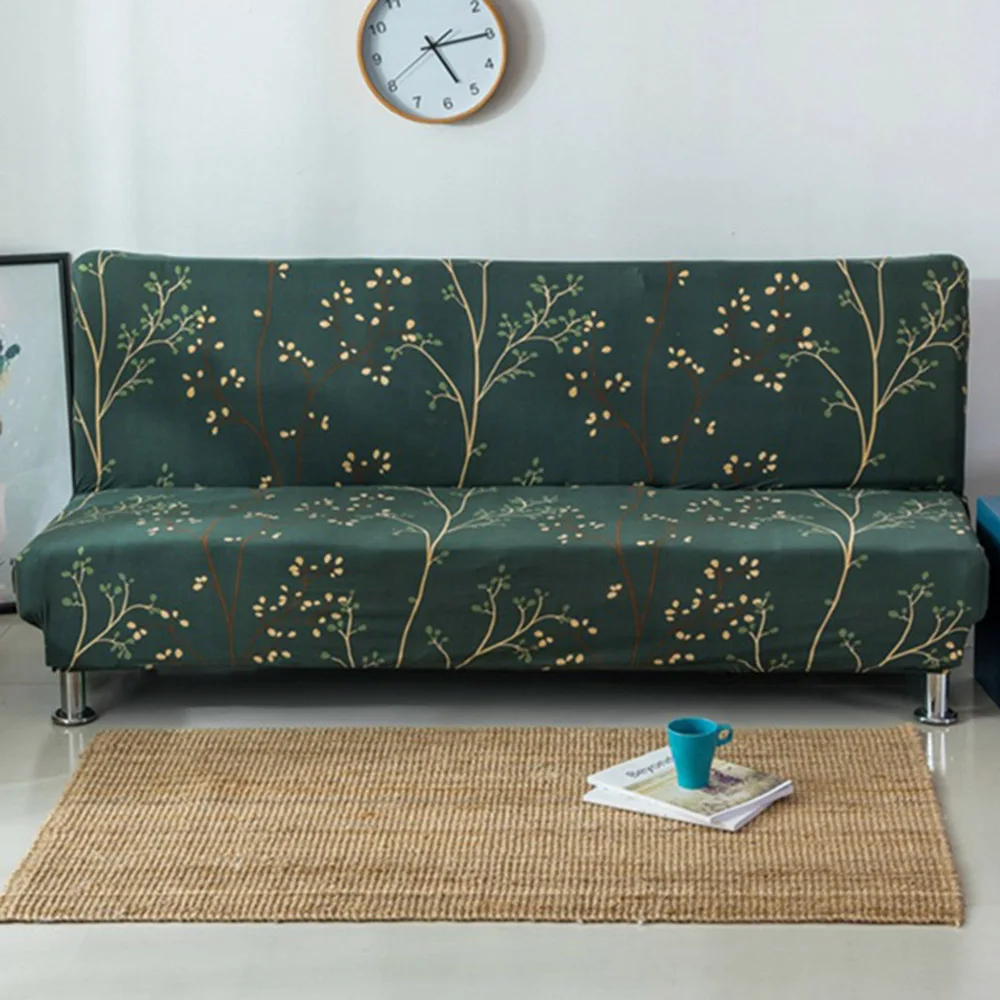 

Sofa Cover Without Armrests Elastic Green Couch Cover Tree Branch Armless Sofa Bed Cover Cubre Sofa Protector