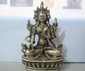 

Tibet Buddhist Silver White Tara Buddha Statue