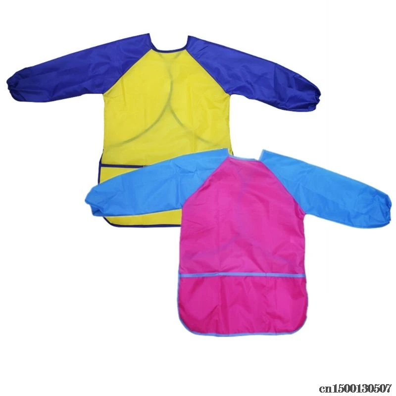 2PCS Kids Art Smocks Children Waterproof Artist Painting Aprons Long Sleeve With 3 Pockets Age 2