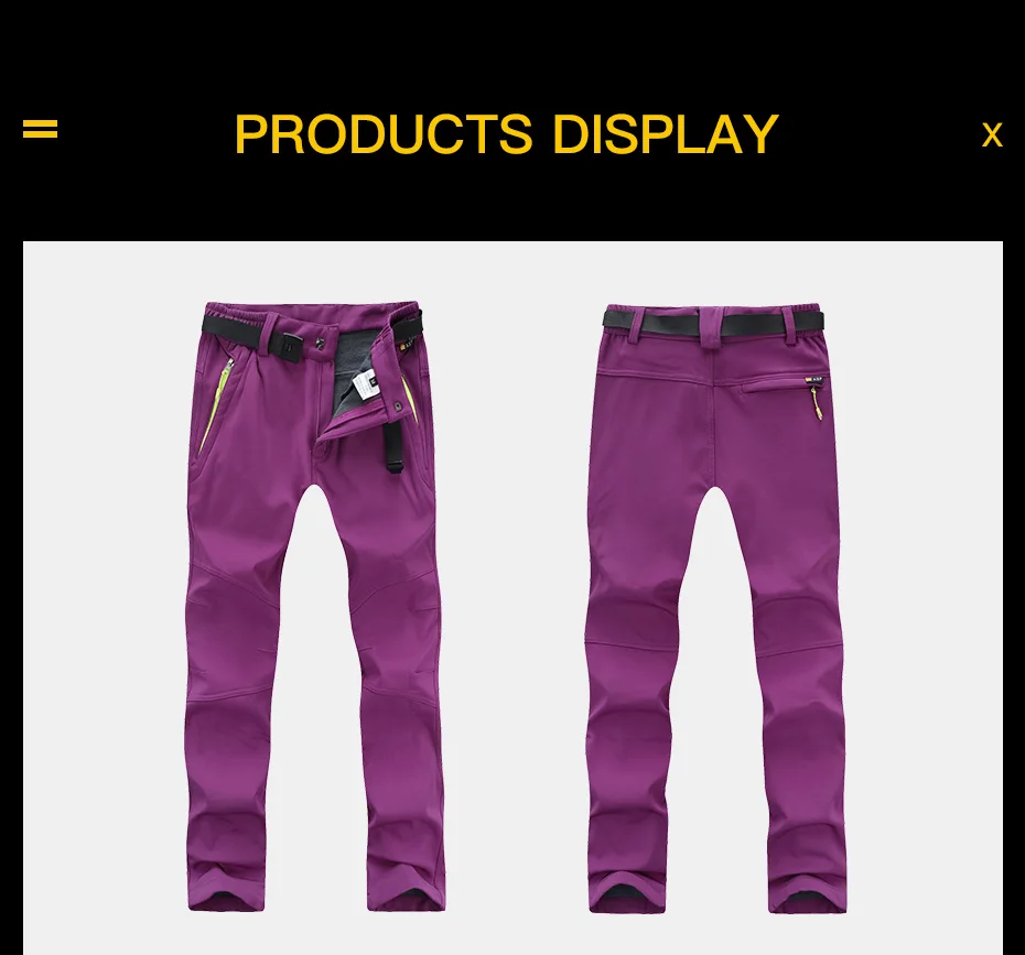 Hiking Pants Winter Woman Waterproof Hunting Trousers Softshell Fleece Warm Women's Pants Lightweight Women's Sports Pants (12)