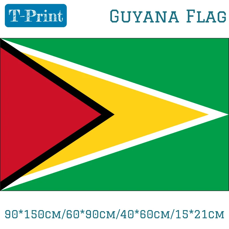 

90*150cm/60*90cm/40*60cm/15*21cm Guyana National Flag South America Banner Brass Metal Holes