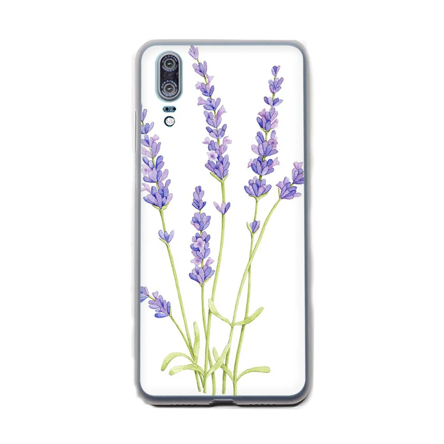 Мягкий чехол из ТПУ простой Лавандовый фиолетовый с цветами для Huawei P30 P8 P9 P10 P20 Lite