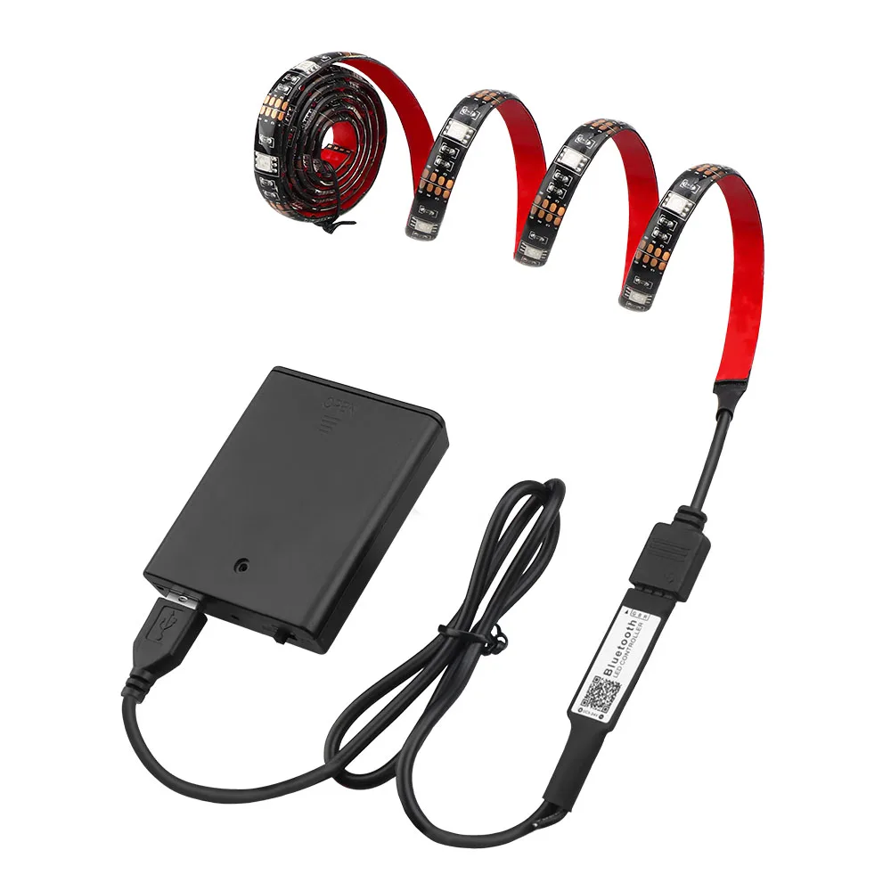 USB Светодиодная лента 5 в RGB SMD5050 ТВ ПК подсветка Bluetooth приложение управление батарея питание гибкий светодиодный светильник 1 м 2 м 2x50 см