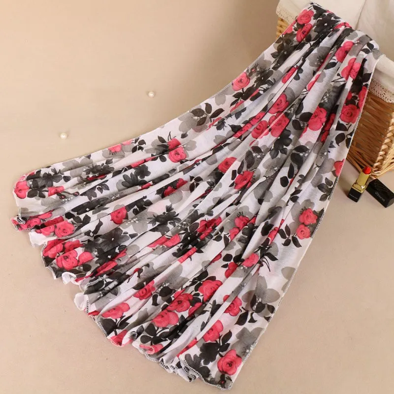 Горячая Женская Печать длинный шарф дизайн цветочные шали Хиджаб мусульманские шарфы/шарф# YS275