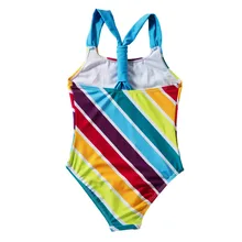 szyadeou Детский купальник-бикини для девочек, Пляжное Платье на бретельках в полоску с вышивкой цельнокроеный купальный костюм комплект детский купальник для девочки F1