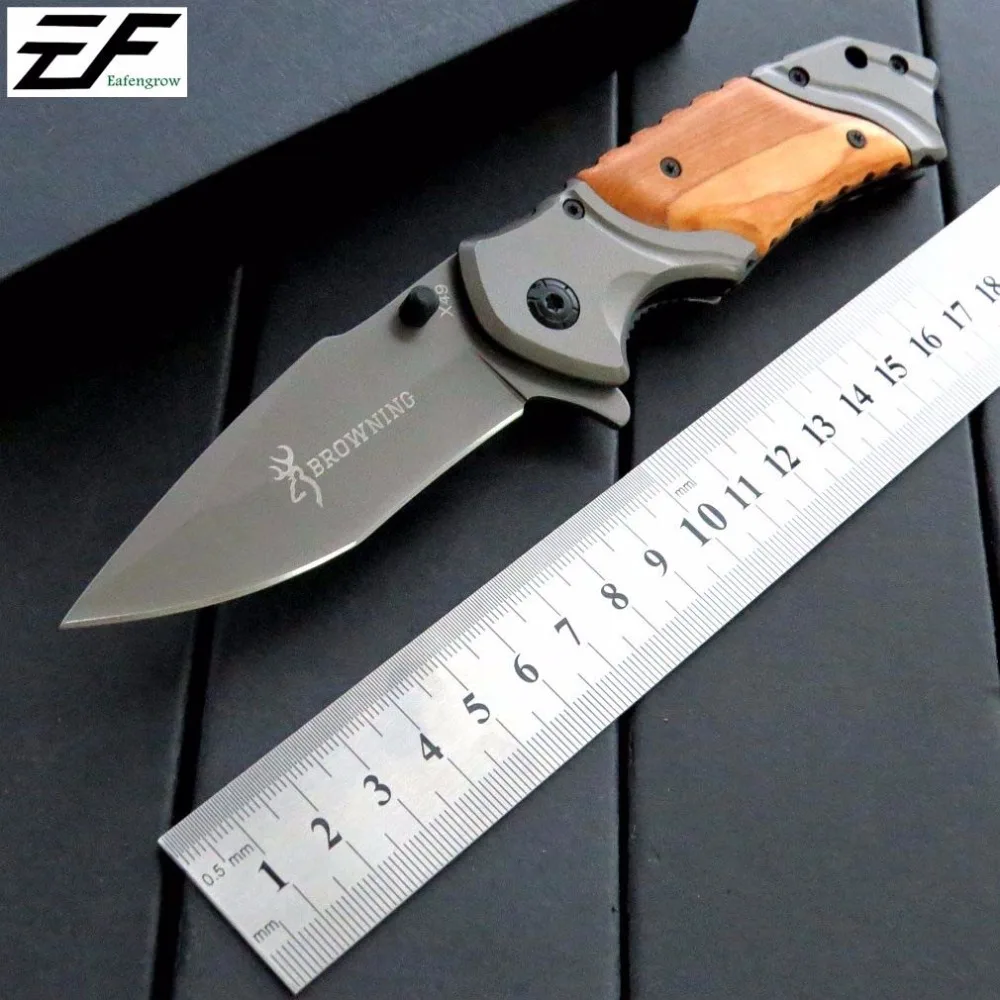 Comprar Eafengrow marrón x49 plegable táctico del cuchillo 3cr13mov 56hrc madera hoja de acero titanio supervivencia del bolsillo Cuchillos caza cuchillo