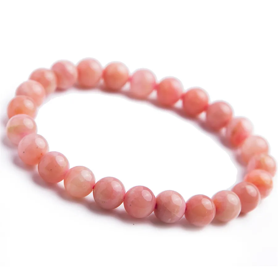 

Wholesale Genuine Pink Natural Stone Bracelets Women Femme Stretch Healing Crystal Round Bead Natural Opal Bracelet