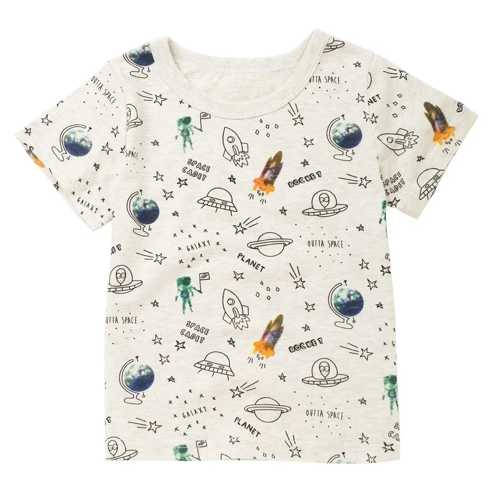 Космическая ракета, с буквенным принтом, милая модная летняя детская футболка с буквенным принтом для мальчиков и девочек топы, футболки, F5 - Цвет: Цвет: желтый