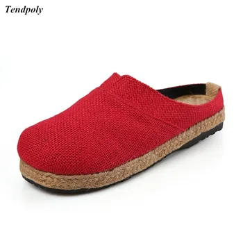 

Casual women shoes Chinese folk style linen summer Breathable Flat Women shoes Baotou manual pure hemp Comfortable Single shoes