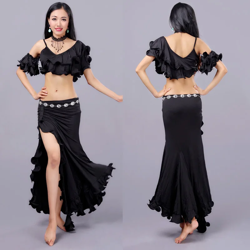New Arrival 2019 Women Belly Dance Costume V-neck Bling Bling Sequins Top M L XL