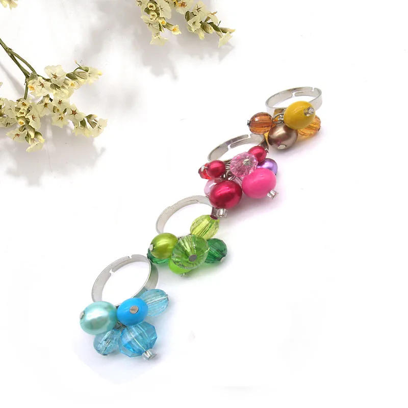 

Dandie Popular Trend Acrylic Bead And Imitation Pearl Finger Ring With 4 Color, New Arrival
