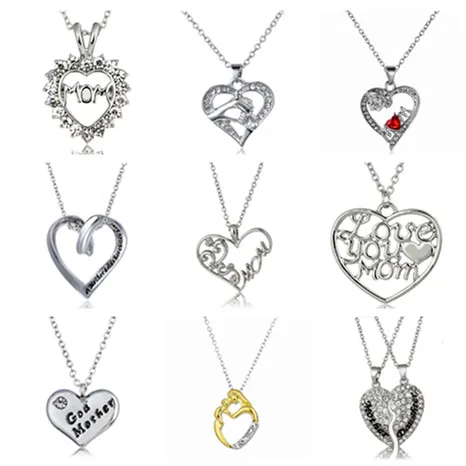Fashion Crystal Rhinestones Mom Heart Mother S Day Pendant Fashion Crystal Rhinestones Mom Heart Mother S Day Pendant Necklace For Jewelry Gift