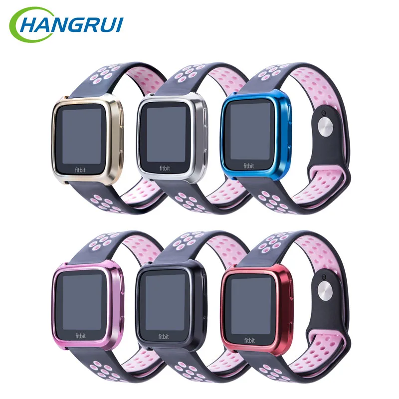 

Hangrui Plating Soft Silicone Protector Cases For Fitbit Versa Smart Watch Durable Full Protective Case Cover Smart Accessories