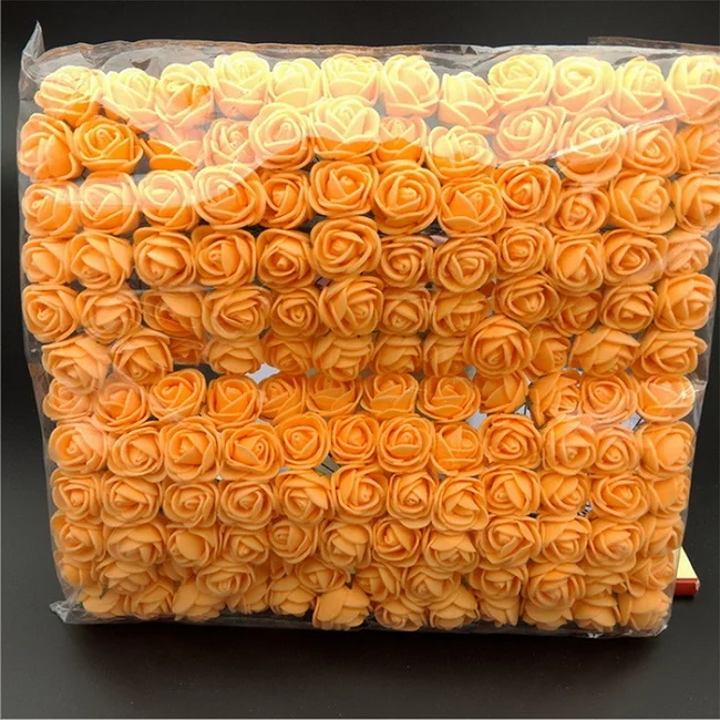 50 шт. 25 мм пена роза Искусственные цветы «сделай сам» помпон венок декоративный цветок невесты поддельные цветы для дома Свадебное Оформление автомобиля - Цвет: Orange