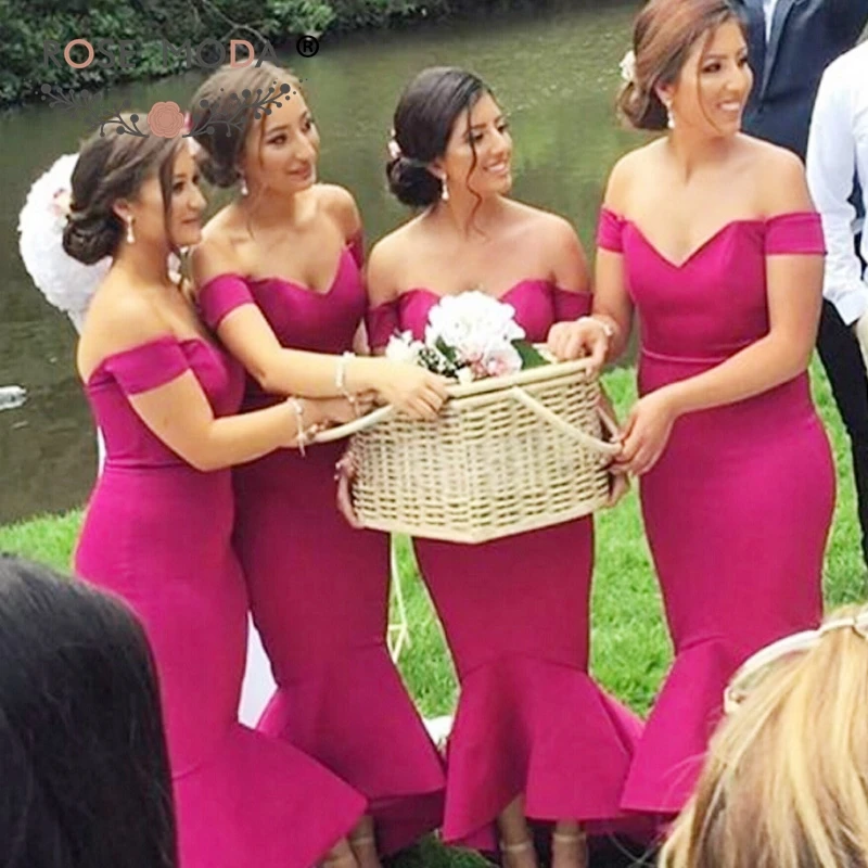 fuchsia mermaid bridesmaid dresses