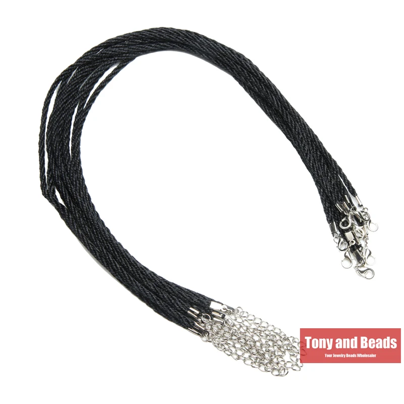 

(10Pcs=1lot ! ) Free Shipping 3.0mm Black Rope Cord Chain Necklace 45CM or 18inch Pick Size For Jewelry Making