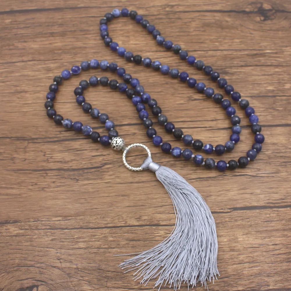 Buy 108 Beads knotted Mala Necklace 8MM Natural