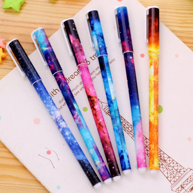 1pc Colorful Gel Pens Beautiful Starry Sky Pattern Cute Gel Pens