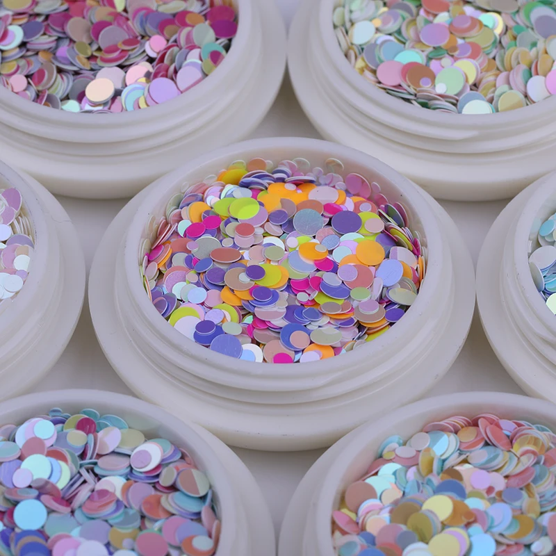 

1g Colorful Nail Sequins Holographic Round Glitter Paillette Tips in Box Nails Flake Mixed Size 3D Nail Art Design Decorations