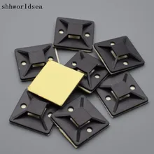 Shhworld Sea 500 шт 25x25 мм черный квадрат самоклеющиеся автомобильные кабельные стяжки крепление для провода База