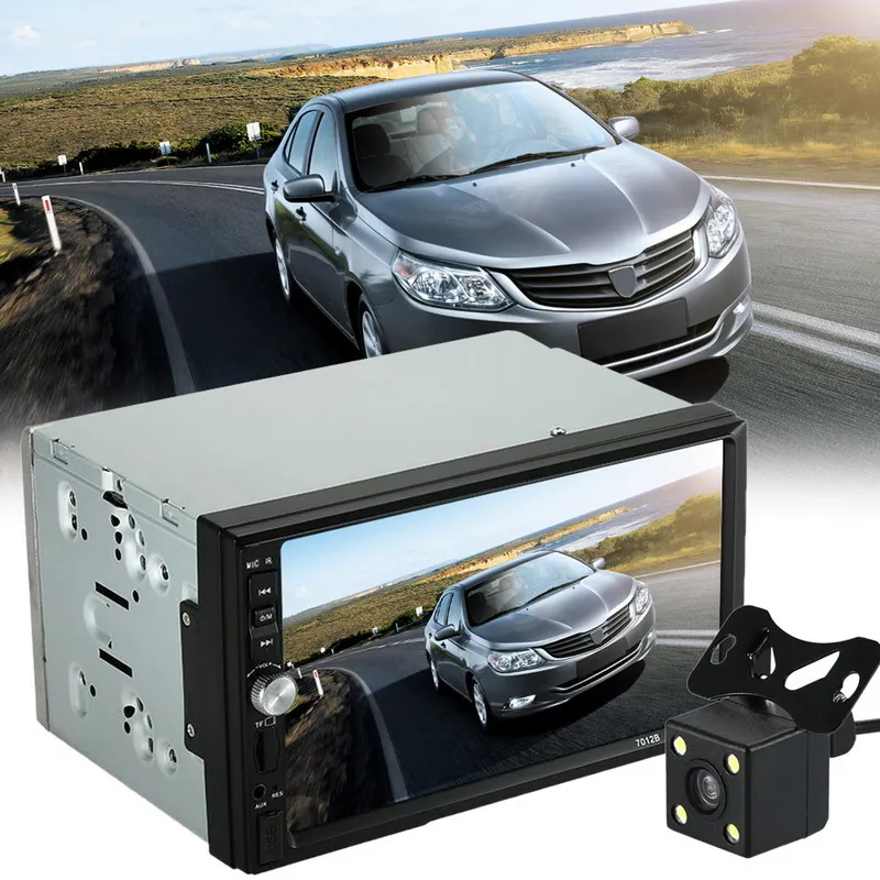 

7" 2Din Touch Screen Car FM Radio MP5 Player Bluetooth Multimedia Autoradio Auto FM Radio USB/TF Card/Aux In w/ Rear View Camera