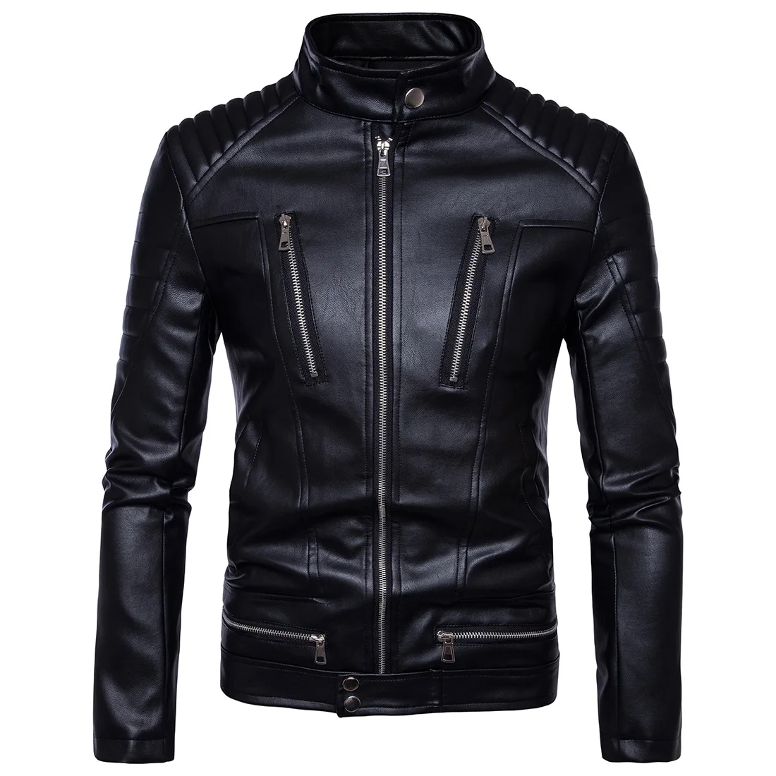 Mens Bomber Jackets Fashion Men Faux Leather Coat Zipper Overcoat Motor Jacket Motorcycle Bikers Punk  Man Brand Top Colthing men's genuine leather bomber jackets