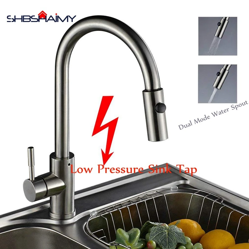 

Nickle Brushed Low Pressure Kitchen Sink Mixer Tap Sink Tap 360 Rotatable Kitchen Spring Mixer Tap Kitchen Sink Spray Mixer Tap