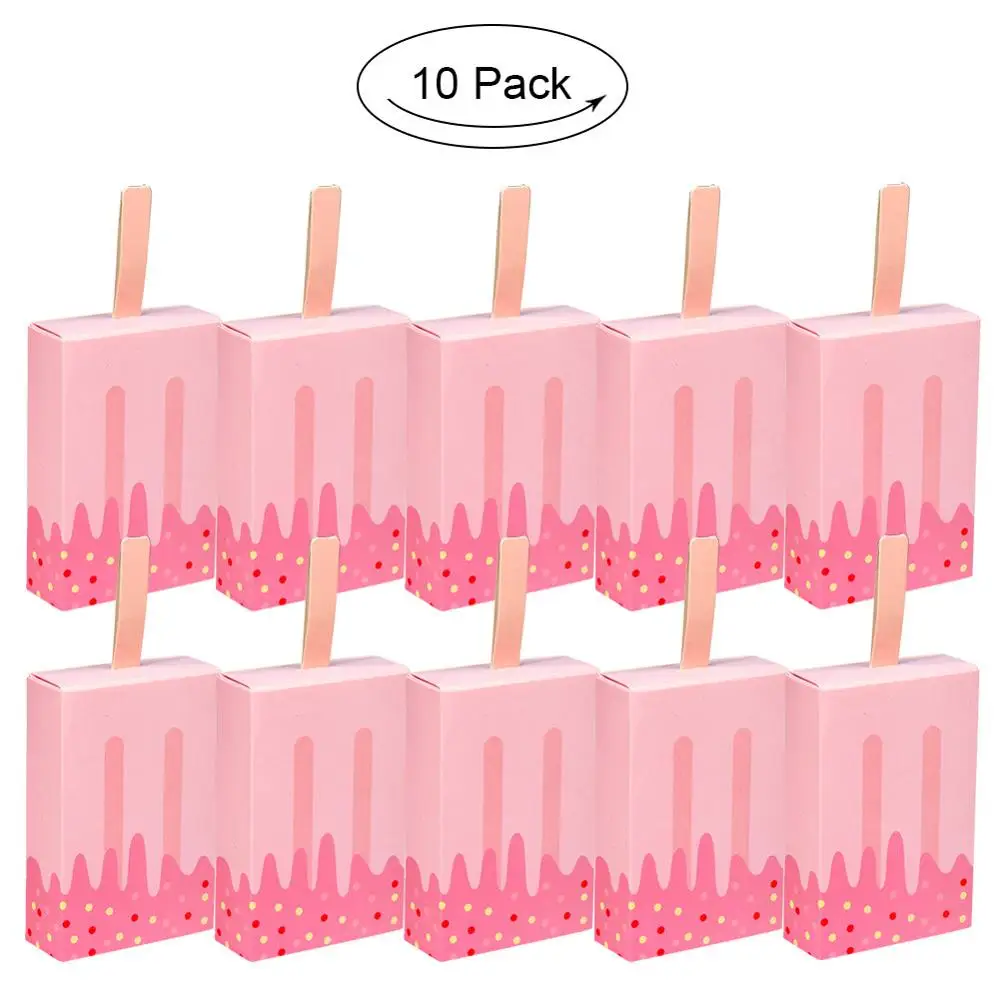 OurWarm 10 шт. DIY коробка для конфет с мороженым для детей на день рождения коробка для конфет для мороженого Свадебные сувениры подарки для вечеринок на день рождения - Цвет: Розовый
