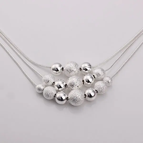 

Wholesale fashion jewelry necklace, 925 sterling silver necklace. Nice three-line jewelry quality good N45
