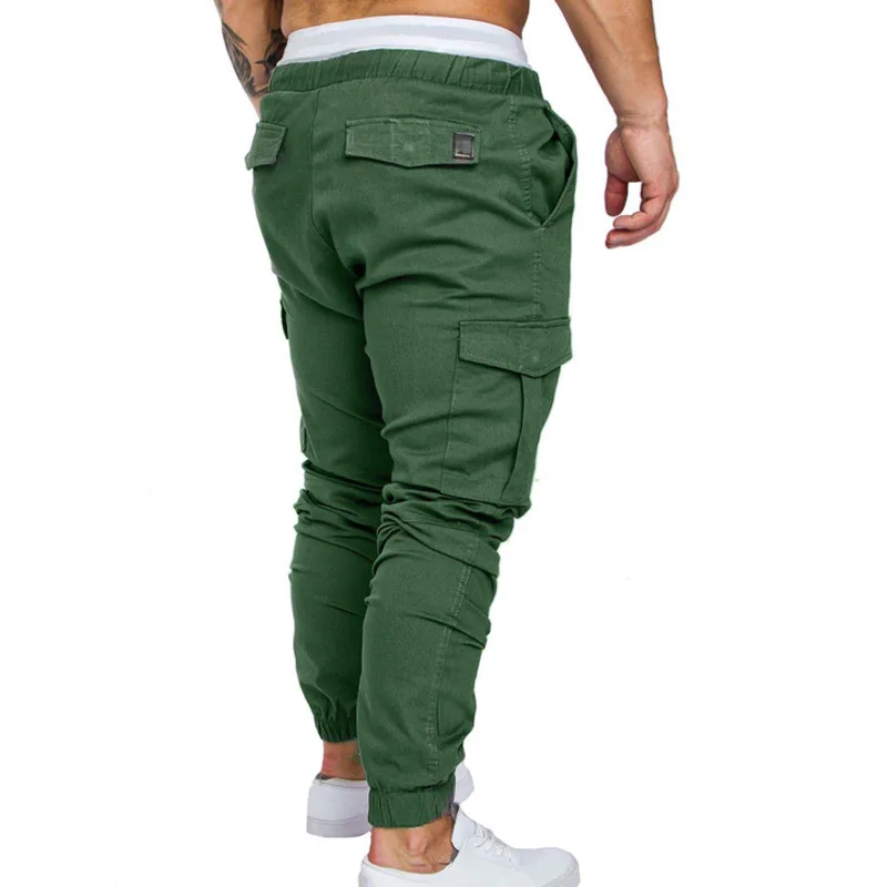 Mens Joggers Pants 2019 New Casual Solid Pockets Mid Waist Trousers Men Pants Drawstring Sweatpants Hip Hop Streetwear Pants Men